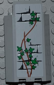 Lego Panel 3 x 3 x 6 Corner Wall without Bottom Indentations with Bricks Pattern and Ivy Trunks with 14 Leaves Pattern (Sticker) - Set 7948