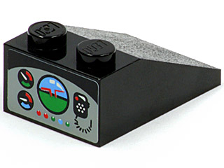 Lego Slope 33 3 x 2 with Gauges, Horizon Screen, and Radio Pattern on Rear Face (Sticker) - Set 8213
