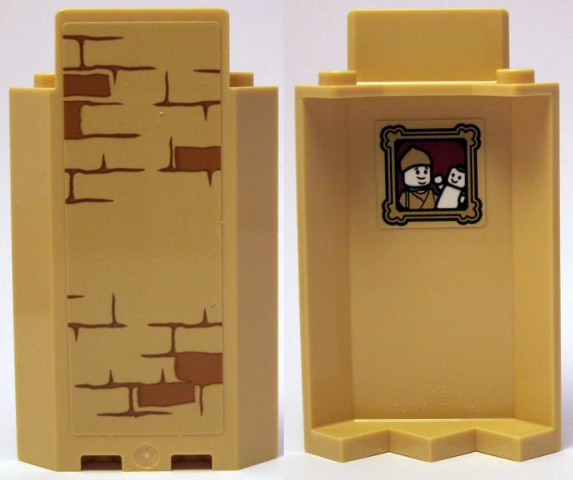 Lego Panel 3 x 3 x 6 Corner Wall without Bottom Indentations with Bricks Type 2 Outside and Portrait of Puppet Player Inside Pattern (Stickers) - Set 75953