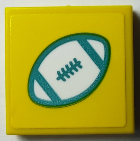 Lego Tile 2 x 2 with Dark Turquoise and White Football Pattern (Sticker) - Set 40385 / Yellow