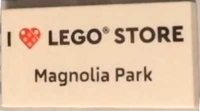 Lego Tile 2 x 4 with 'I Heart LEGO STORE Magnolia Park' Pattern