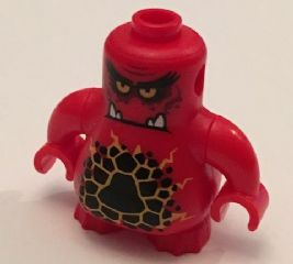 Lego Body, Nexo Knights Scurrier with Red Arms with Bright Light Orange Eyes and Closed Frown with 4 Sharp White Teeth Pattern