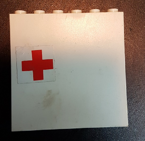 Lego Brick 1 x 6 x 5 with Red Cross Pattern (Sticker) - Set 231-1