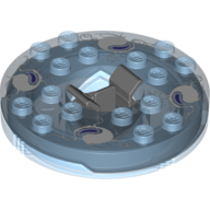 Lego Turntable 6 x 6 Round Trans-Medium Blue Base with Trans-Medium Blue Top and White and Purple Print (Ninjago Spinner)