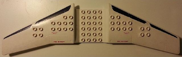 Lego Duplo Airplane Large Wings 9 x 30 with Black Stripes on Front Edges, Red 'NO STEP' and 'JET FUEL ONLY' Pattern on Both Sides (Stickers) - Set 7840 / White