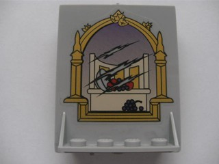 Lego Door 2 x 5 x 5 Swivel, Bracket Base with Scratched Mirror Pattern (Sticker) - Set 4757 / Light Bluish Gray
