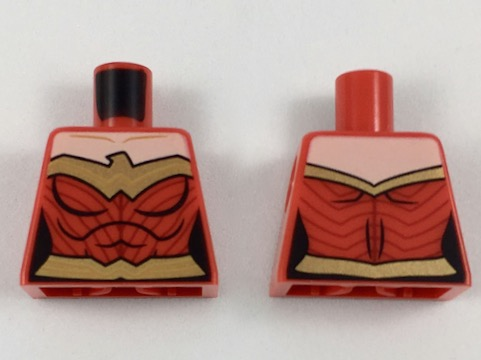 Lego Torso Female Outline and Gold Trim and Belt, Eagle Trim Pattern (Wonder Woman) / Red