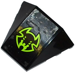 Lego Wedge 4 x 3 Triple Curved No Studs with Lime Spider Logo Pattern (Sticker) - Set 70132 / Black