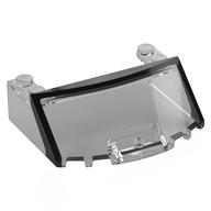 Lego Windscreen 5 x 6 x 1 2/3 Curved Front with Black Stripes Pattern, Black Pillars Print / Trans-Clear