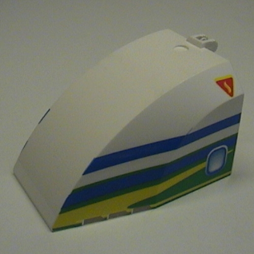 Lego Windscreen 8 x 6 x 4 Canopy with Hinge and Airliner Aft Blue/Green Print