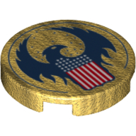Lego Tile Round 2 x 2 with Stylized American Eagle and Flag Print