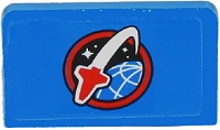 Lego Panel 1 x 2 x 1 with Space Shuttle Logo Panel Pattern (Sticker) - Set 60080 / Blue
