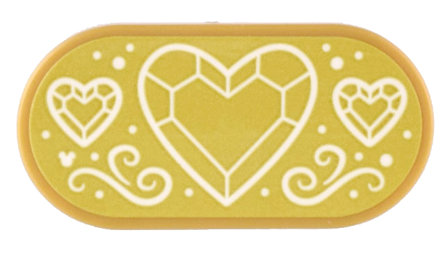 Lego Tile, Round 2 x 4 Oval with White Crystal Hearts and Swirls on Gold Background Pattern (Sticker) - Set 43205
