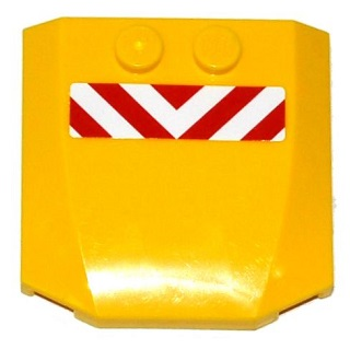 Lego Wedge 4 x 4 x 2/3 Triple Curved with Red and White Danger Stripes Pattern (Sticker) - Set 70814