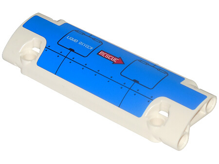 Lego Technic, Panel Curved 11 x 3 with Blue Panel with 'LIQUID OXYGEN' and Red Arrow with 'RESCUE' Pattern Model Left (Sticker) - Set 42025