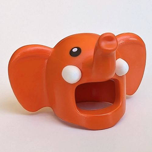 Lego Costume / Mask, Elephant with Black Eyes print / Reddish Orange