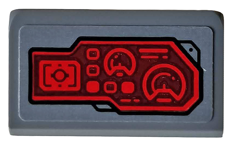 Lego Slope 30 1 x 2 x 2/3 with Red Control Panel, Sight and Radar Pattern Model Right Side (Sticker) - Set 76159