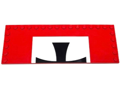 Lego Tile, Modified 6 x 16 with Studs on Edges with Black Iron Cross on White Background Pattern Model Back (Sticker) - Set 10024 / Red