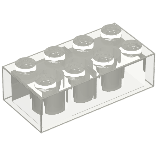 Lego Brick 2 x 4 without Cross Supports / Trans-Clear