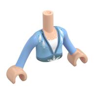 Lego Minidoll Torso Girl with Medium Blue Dress, Dark Azure Trim, White Shirt Print, Light Nougat Arms And Hands / Light Nougat