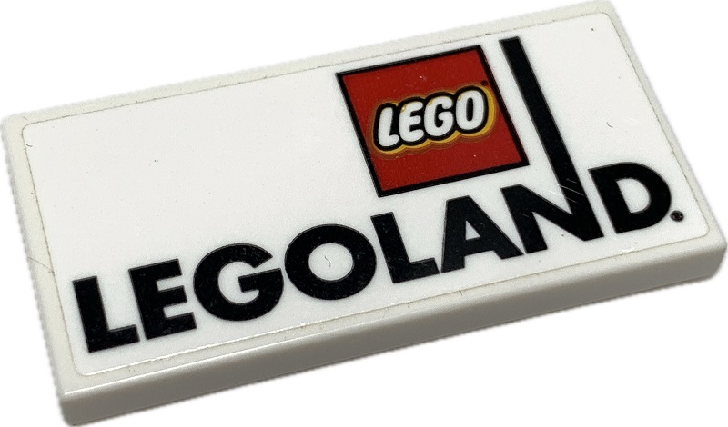 Lego Tile 2 x 4 with Small LEGO Logo and 'LEGOLAND' Pattern (Sticker) - Sets 40347 / 40710 / White