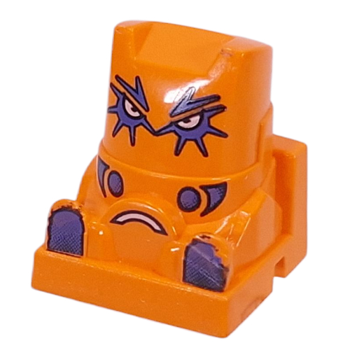 Lego Racer Driver Head, Brick Special 2 x 2 Square, Purple Eyes, Feet, White Steering Wheel (Spicky) / Orange