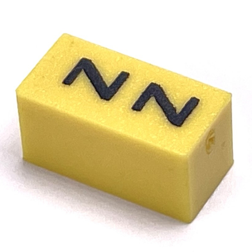 Lego Modulex Tile 1 x 2 with Black 'Z Z' Print, without Internal Supports / Modulex Light Yellow