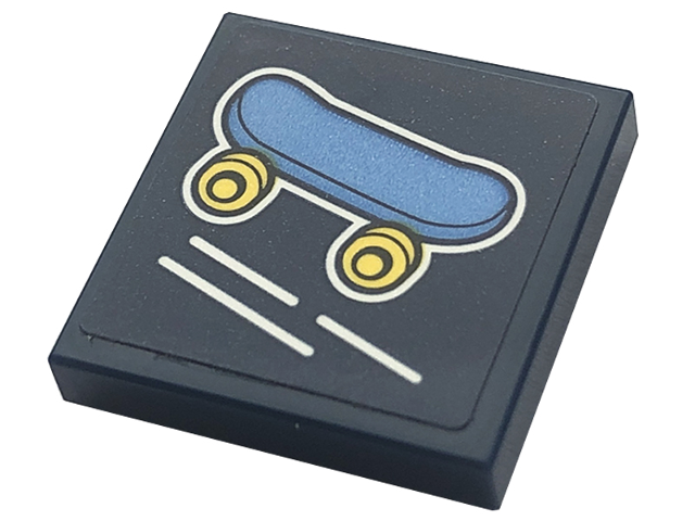 Lego Tile 2 x 2 with Medium Blue Skateboard with Yellow Wheels Pattern (Sticker) - Set 41728