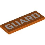 Lego Tile 2 x 6 with White 'GUARD' Print / Reddish Orange