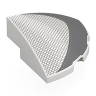 Lego Brick Round Corner, Curved 3 x 3 x 1 Quarter Circle with Dark Bluish Grey Mesh, Shape print