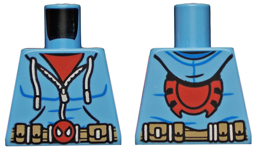 Lego Torso Spider-Man Costume 7 Hoodie and Dark Tan Spider Belt Pattern / Medium Blue