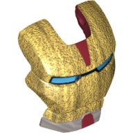 Lego Headwear Accessory Visor Top Hinge with Gold Face Shield, Blue Eyes and Silver Chin Print (Iron Man) / Dark Red