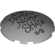 Lego Brick Round Curved 6 x 6 x 1 with Black 'DEADLY NIGHT SHADE' Print