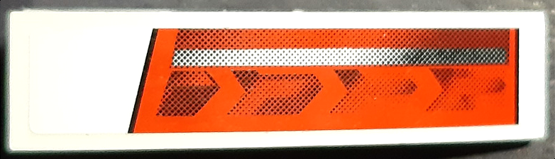 Lego Slope, Curved 4 x 1 with Red Taillight and Silver Stripe Pattern Model Right Side (Sticker) - Set 8214