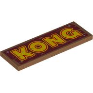 Lego Tile 2 x 6 with 'KONG' Print / Medium Nougat