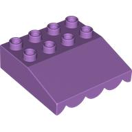 Lego Duplo Roofpiece Slope 33 4 x 4 with Awning Overhang with 5 Bottom Tubes / Medium Lavender