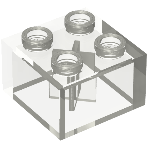 Lego Minitalia Brick 2 x 2 with Bottom X Support / Trans-Clear