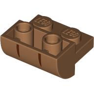Lego Brick Curved Inverted 2 x 2 with 1 x 2 Cutouts with Reddish Brown Stripes print