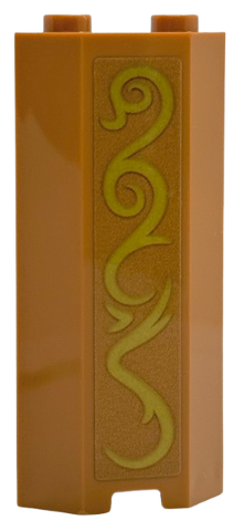 Lego Panel 2 x 2 x 5 Corner Wall with Gold Scrollwork Pattern Model Right Side (Sticker) - Set 40701