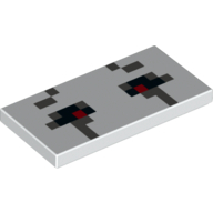Lego Tile 2 x 4 with Pixelated for Minecraft Ghast Open Eyes with 2 Red Squares Print / White