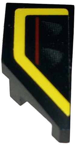 Lego Wedge 2 x 1 x 2/3 Right with Taillight with Dark Red Line and Yellow Bent Stripe Pattern (Sticker) - Set 76907