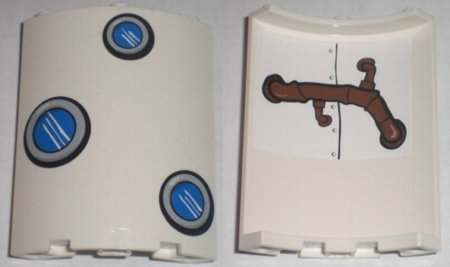Lego Cylinder Quarter 4 x 4 x 6 with Portholes Outside and Brown Pipes Inside Pattern (Stickers) - Set 3831