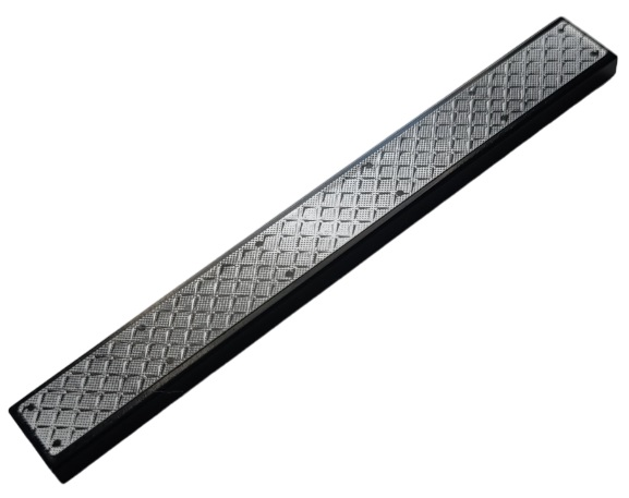 Lego Tile 1 x 8 with Silver Tread Plate with Black Rivets Pattern (Sticker) - Set 9395 / Black
