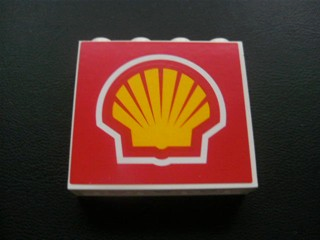 Lego Panel 1 x 4 x 3 - Hollow Studs with Shell Logo Pattern (Sticker) - Set 8672