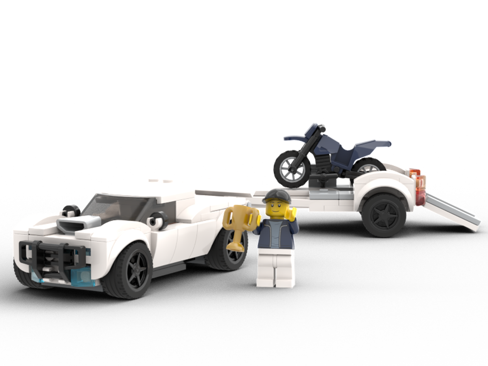 Lego Car with Dirt Bike Trailer