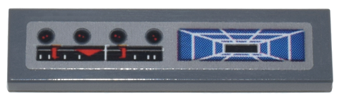 Lego Tile 1 x 4 with Control Panel and Blue Target Screen Pattern (Sticker) - Set 7676