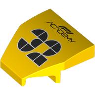Lego Brick Wedged, Curved 2 x 2 x 2/3 with Notches 27° with Black 'F1 ACADEMY 32' Print