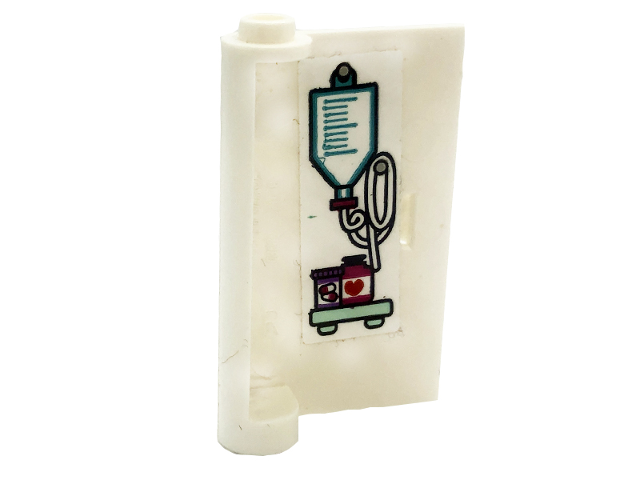 Lego Door 1 x 3 x 4 Right - Open Between Top and Bottom Hinge with Intravenous Drip and Bottles on Shelf Pattern on Inside (Sticker) - Set 41318
