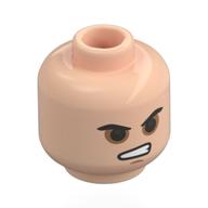Lego Minifig Head Alex Krycek, Black Eyebrows, Neutral / Black Eyes, Angry / Light Nougat