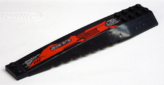 Lego Wedge 16 x 4 Triple Curved with Reinforcements with Red, Dark Red and Silver Circuitry Long Pattern Model Left Side (Sticker) - Set 7721